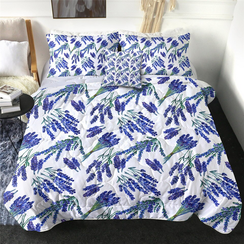 Image of 4 Pieces Lavender Pattern Comforter Set - Beddingify