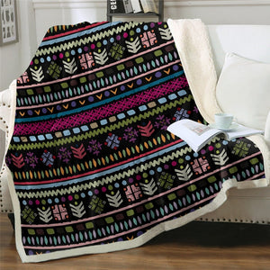 Colorful Geometric Print Microfiber Soft Sherpa Blanket