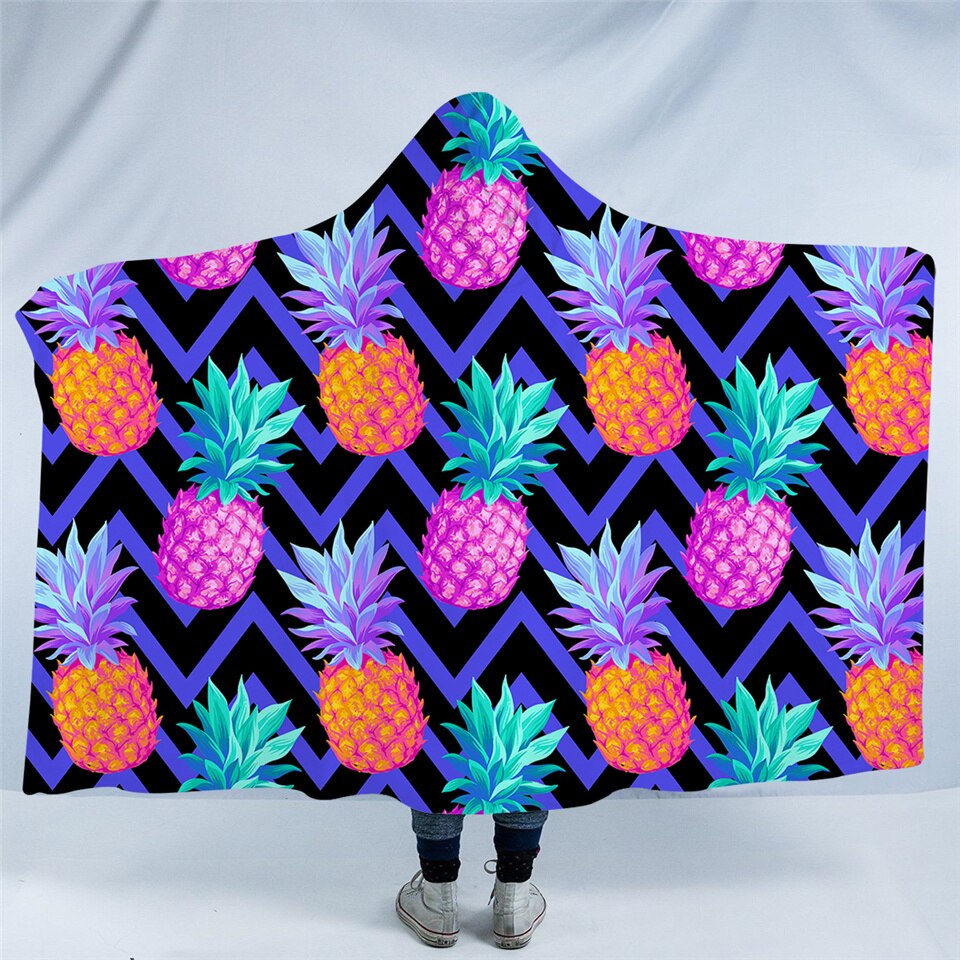 Purplish Pineapples Hooded Blanket