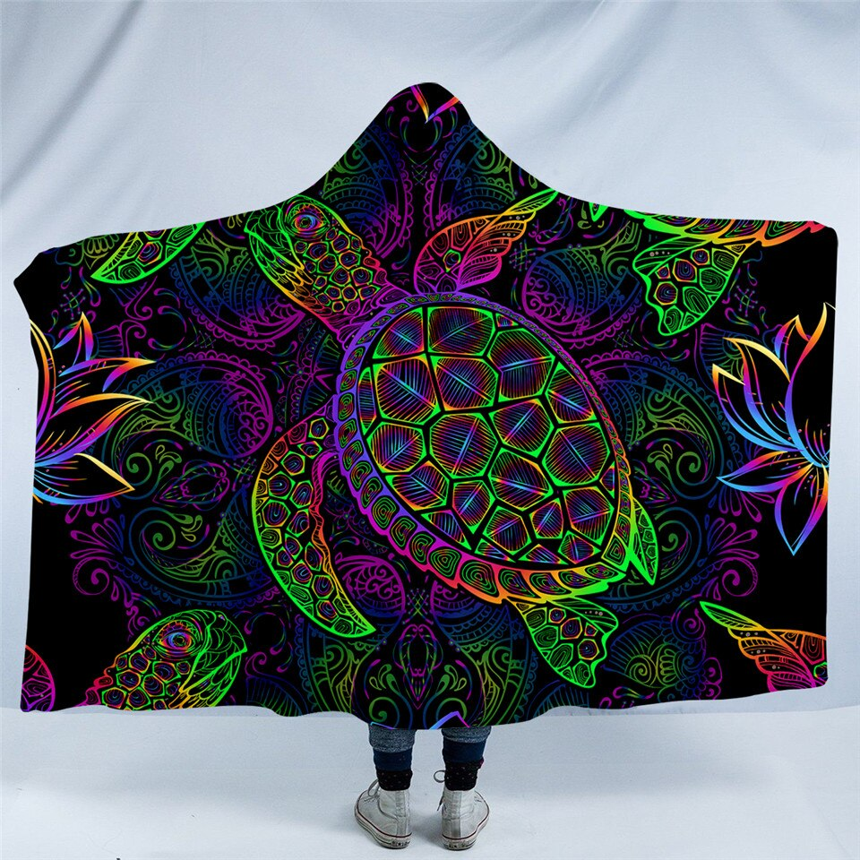 Disco Color Turtle Hooded Blanket