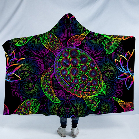 Image of Disco Color Turtle Hooded Blanket