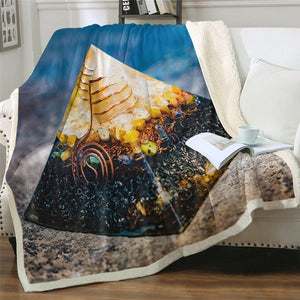 3D Printed Beautiful Resin Pyramid Cozy Soft Sherpa Blanket