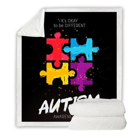 Image of Autism Puzzles Cozy Soft Sherpa Blanket