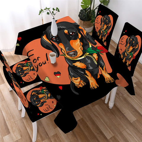 Image of Monogram Cartoon Dog Table Cloth Waterproof 14