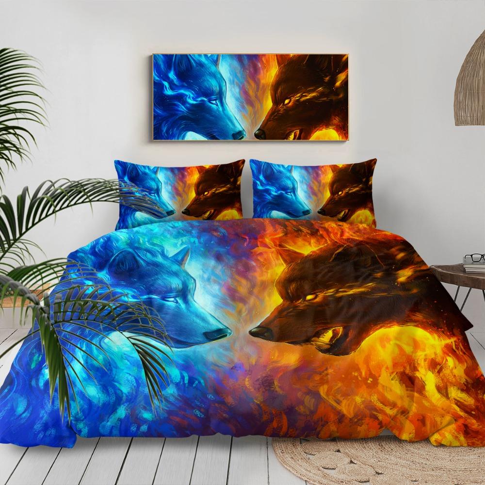 Fire and Ice Wolves By JoJoesArt Comforter Set - Beddingify