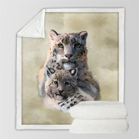 Image of Mother And Baby Leopard Cheetah Soft Sherpa Blanket