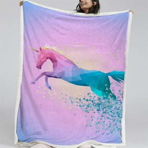 Image of Graphic Unicorn Pink Soft Sherpa Blanket