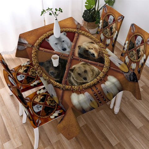 Image of Dreamcatcher Tribal Animal (Lion Tiger Leopard Wolf) Waterproof Table Cloth
