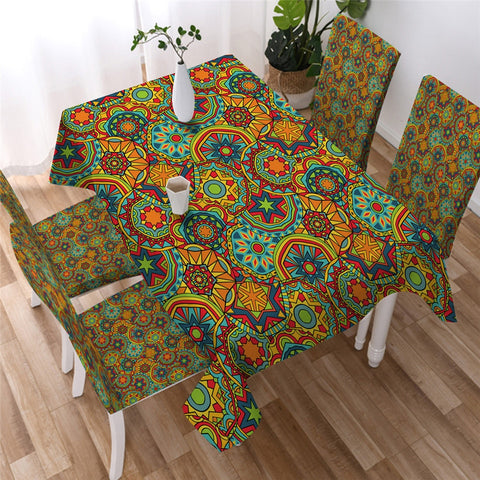 Image of Bohemian Kaleidoscope Waterproof Tablecloth  05