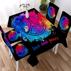 Love & Peace Watercolor Waterproof Tablecloth  01