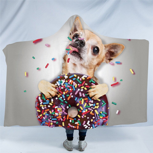 3D Donut Puppy Cosmic Hooded Blanket
