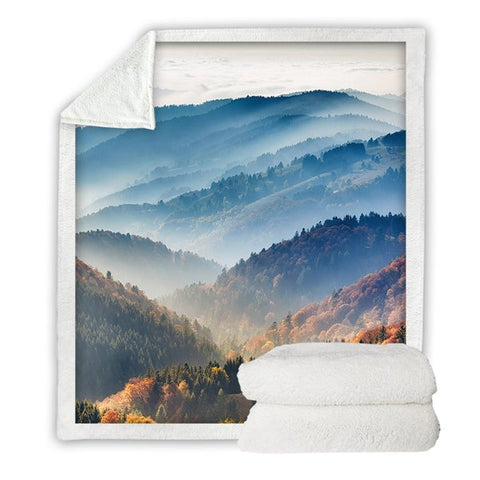 Image of Beautiful Scenery Mountain Picture Cozy Soft Sherpa Blanket