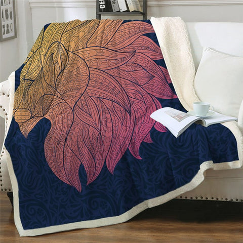 Image of Artistic Lion Head Cozy Soft Sherpa Blanket