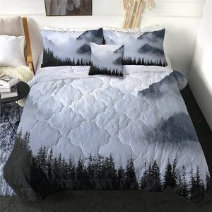 4 Pieces Foggy Forest Comforter Set - Beddingify