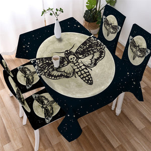 Death Butterfly Moon Star - Gothic Skull Table Cloth 01