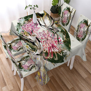 Crane Flower Waterproof Tablecloth