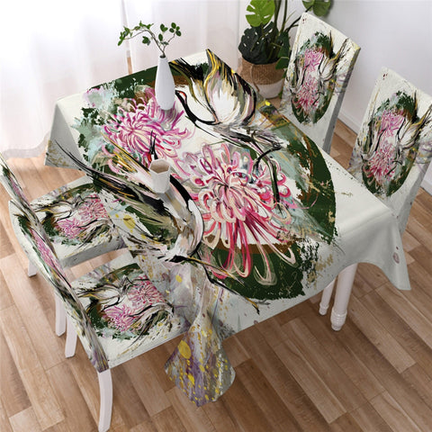 Image of Crane Flower Waterproof Tablecloth