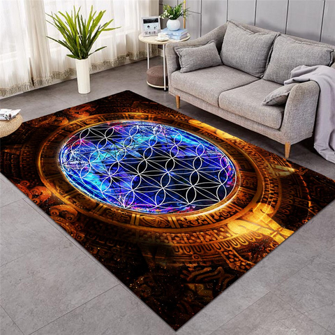 Image of Geometric Blue Glass Rug