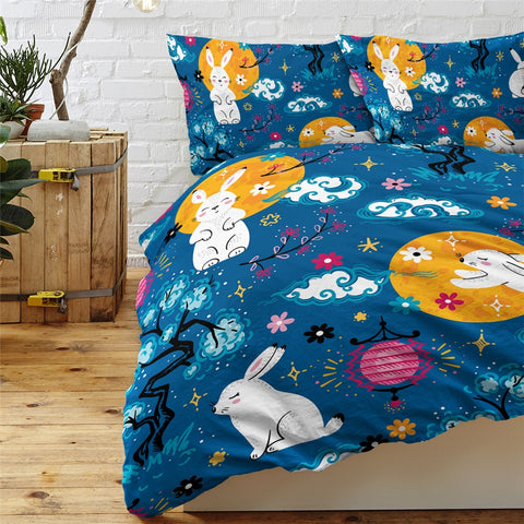 Image of Cute Rabbit Bedding Set Chinese Mid Autumn Festival 01