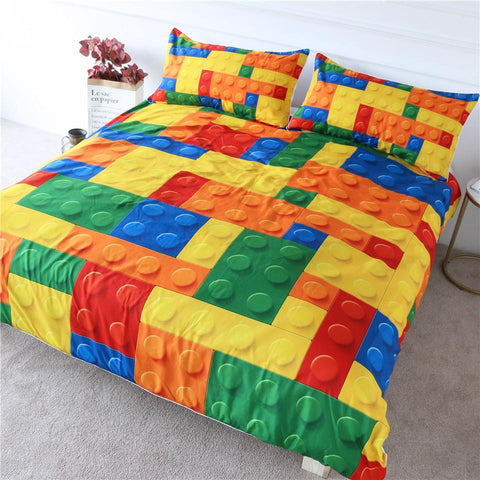 Image of Dot Building Block Print Comforter Set - Beddingify