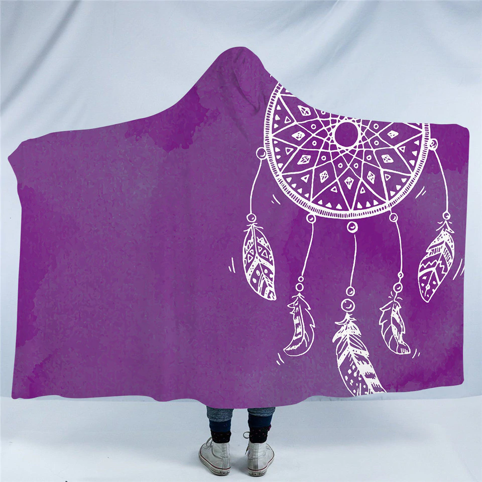 Dream Catcher Purple Hooded Blanket