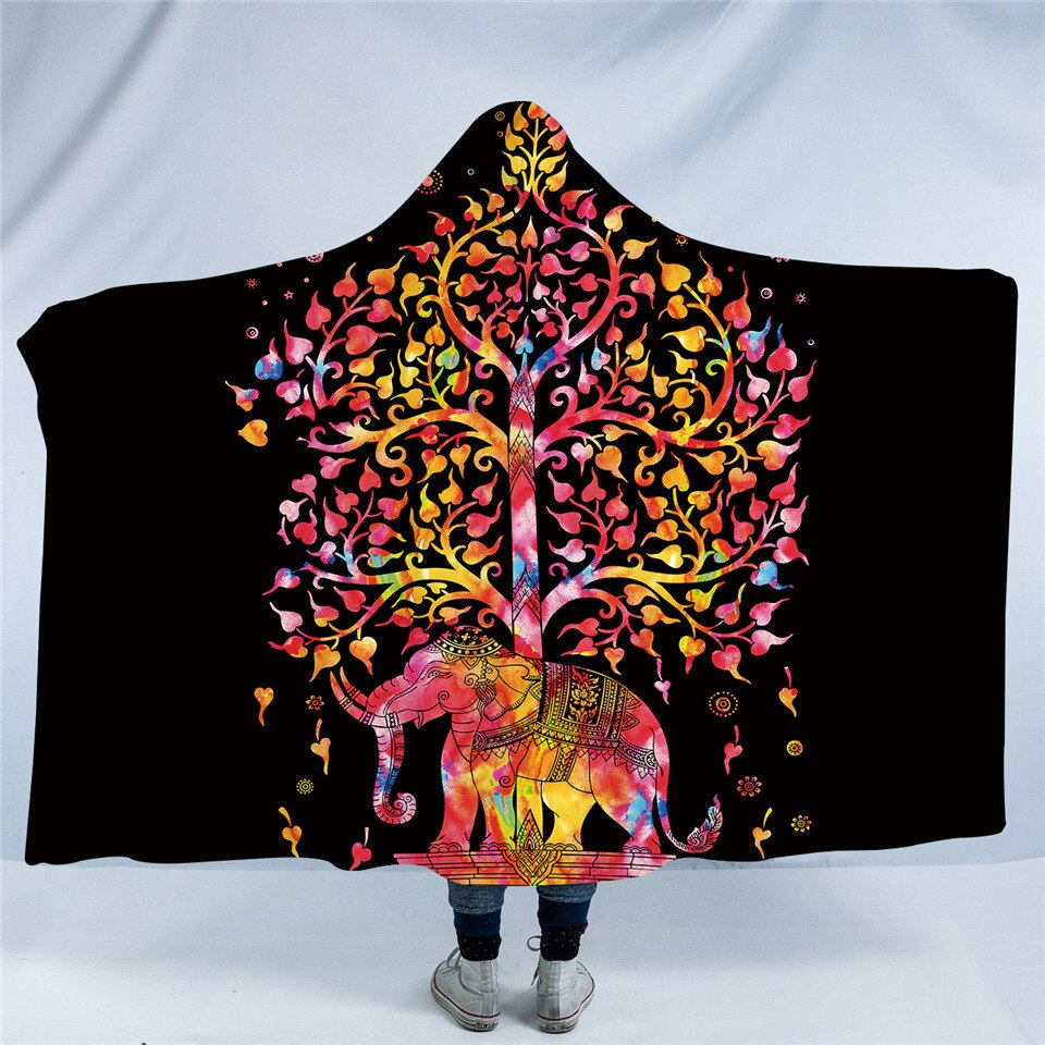 Tree of Life Black Hooded Blanket