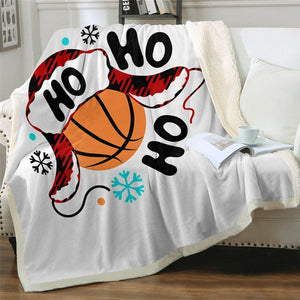 Funny Ho Ho Basketball Cozy Soft Sherpa Blanket