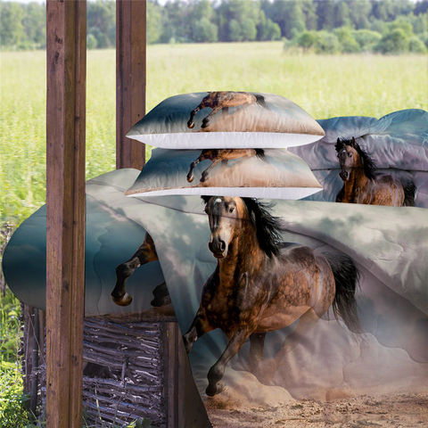 Image of 4 Pieces 3D Galloping Horse Comforter Set - Beddingify