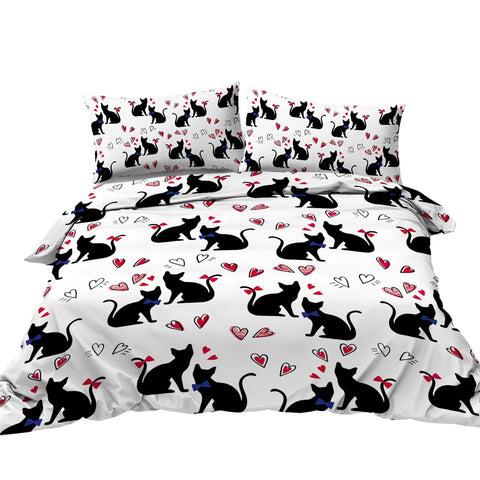 Image of Black Cat Duvet Cover Set Cartoon Animal Bedding 01