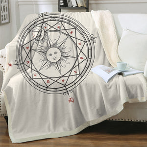 Witchcraft Magic Circle Sun And Moon Cozy Soft Sherpa Blanket