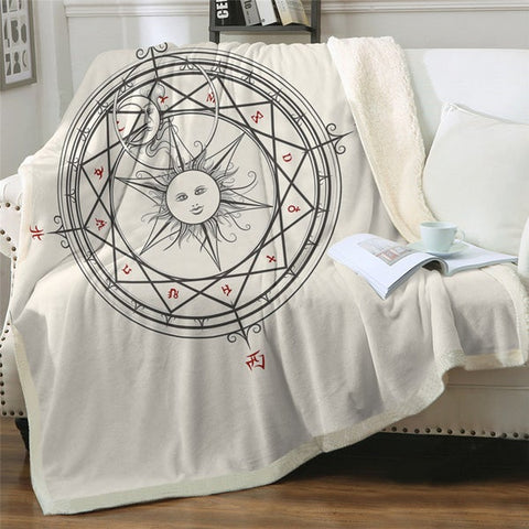 Image of Witchcraft Magic Circle Sun And Moon Cozy Soft Sherpa Blanket