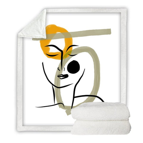 Image of Abstract Art Girl Face Cozy Soft Sherpa Blanket
