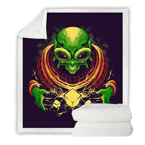 Image of Dangerous Alien In Space Cozy Soft Sherpa Blanket