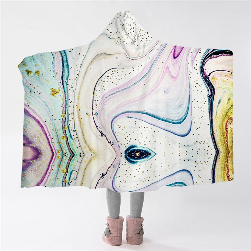 Abstract Color Flow Glitter Hooded Blanket