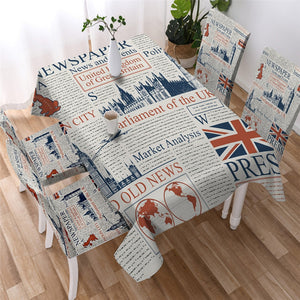 Stylish English Letter Newspaper Waterproof Tablecloth