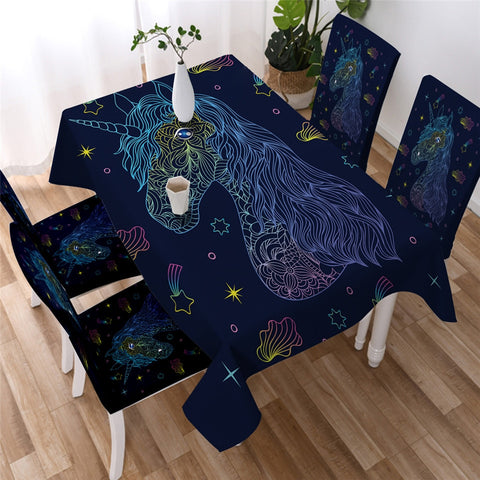 Image of Floral Unicorn Waterproof Tablecloth  12