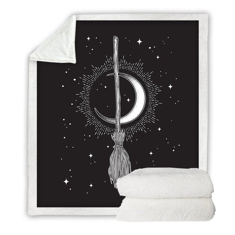 Image of Magical Broomstick And Moon Soft Sherpa Blanket