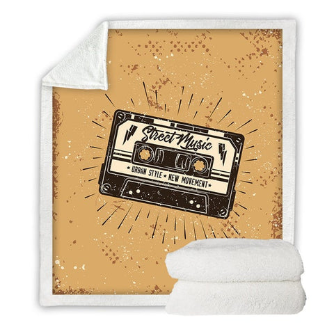 Image of Vintage Retro Mixtape Cozy Soft Sherpa Blanket