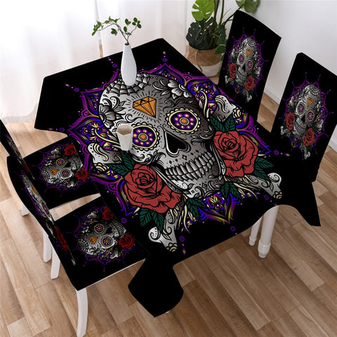 Image of Gothic Vivid Skull Waterproof Tablecloth  05