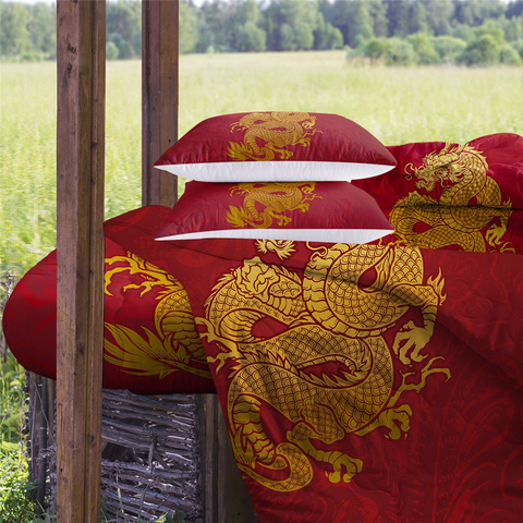 Image of 4 Pieces Almighty Dragon Comforter Set - Beddingify
