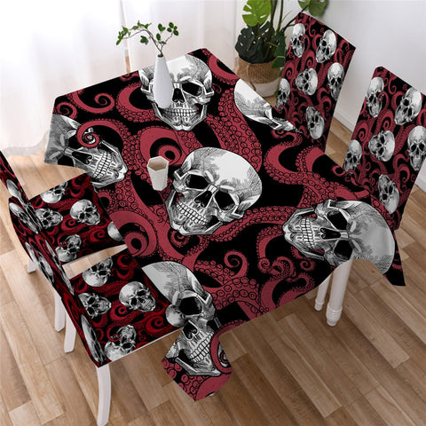 Image of Gothic Vivid Skull Waterproof Tablecloth  08