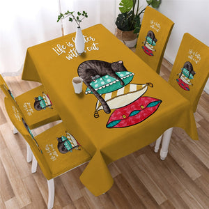 Sleeping Cat Rat Waterproof Tablecloth