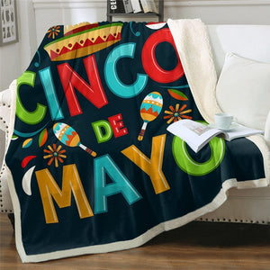 Cino De Mayo Mexican Hat Cozy Soft Sherpa Blanket