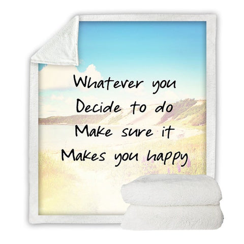 Image of Inspirational Quotes Letter Cozy Soft Sherpa Blanket