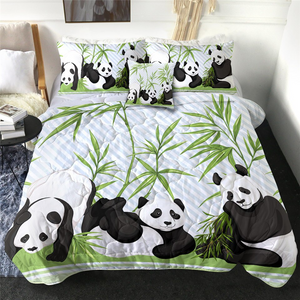 4 Pieces Bamboo Pandas Comforter Set - Beddingify