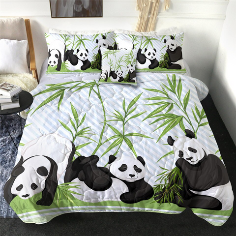 Image of 4 Pieces Bamboo Pandas Comforter Set - Beddingify