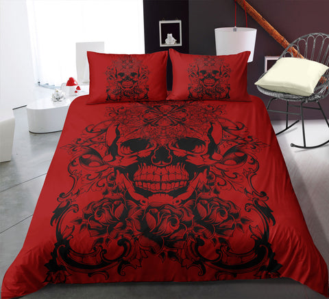 Image of Bred Floral Skull Bedding Set