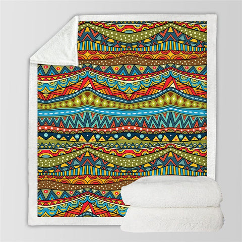 Image of Luxury Colorful Geometric Pattern Soft Sherpa Blanket