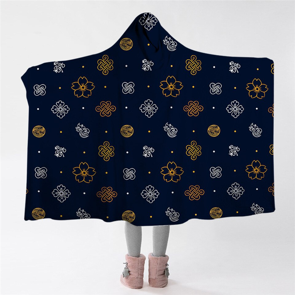 Icon Pattern Hooded Blanket