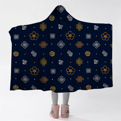Image of Icon Pattern Hooded Blanket